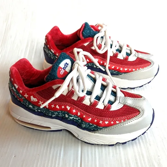 NIKE Air Max GS ugly christmas sweater holiday red blue green kids sneakers