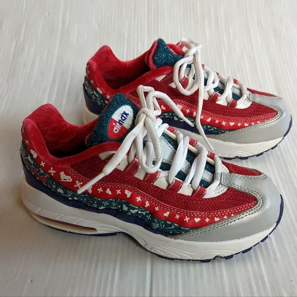 NIKE Air Max GS ugly christmas sweater holiday red blue green kids sneakers
