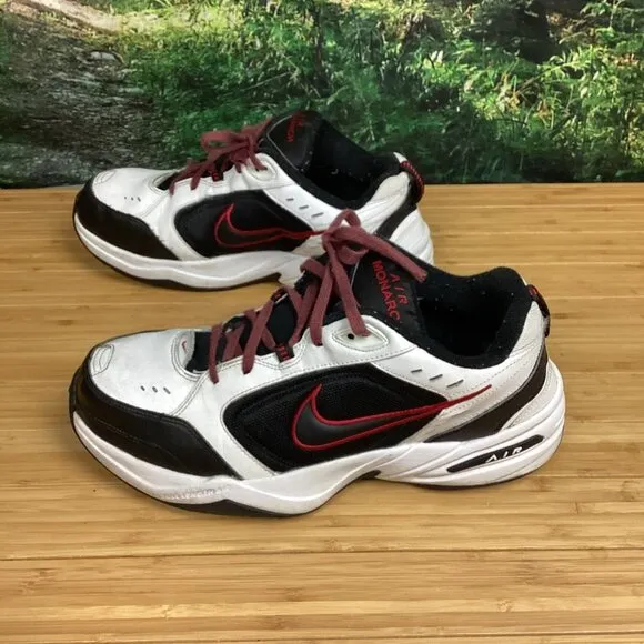 Nike Air Monarch IV White Black Shoes 416355 Red Walking Mens Size 11