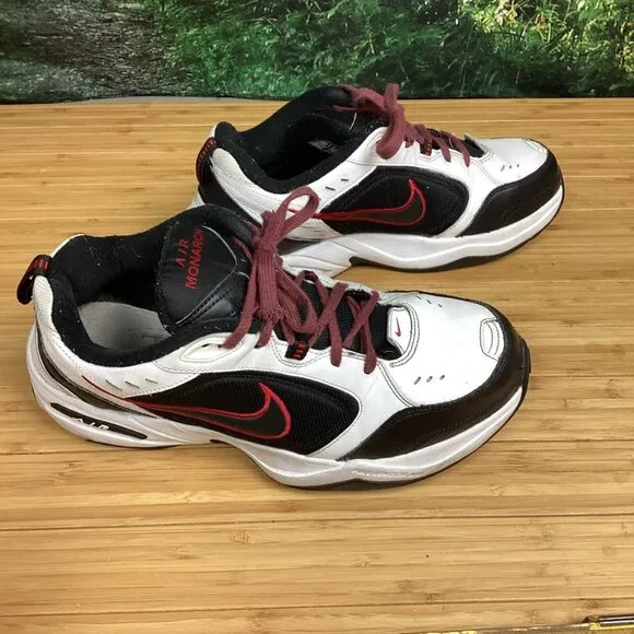Nike Air Monarch IV White Black Shoes 416355 Red Walking Mens Size 11