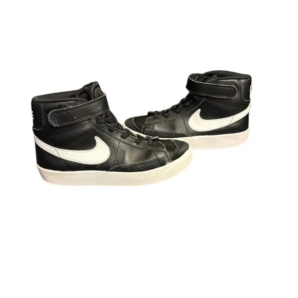 Nike Blazer Mid 77 High Top Sneakers Black Leather‎ Classic Retro Basketball