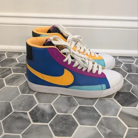Nike Blazer Mid Aurora Purple Multicolor High Top Sneakers Youth 6