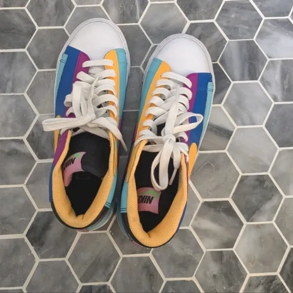 Nike Blazer Mid Aurora Purple Multicolor High Top Sneakers Youth 6