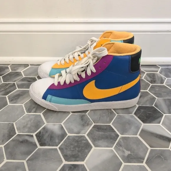 Nike Blazer Mid Aurora Purple Multicolor High Top Sneakers Youth 6