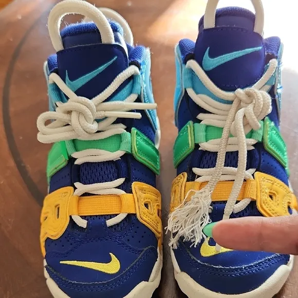 Nike Blue and Green Uptempo Sneakers Retro Design