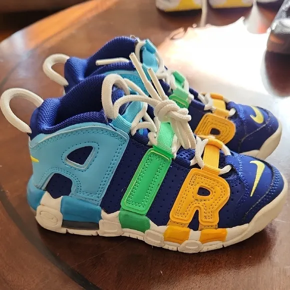 Nike Blue and Green Uptempo Sneakers Retro Design