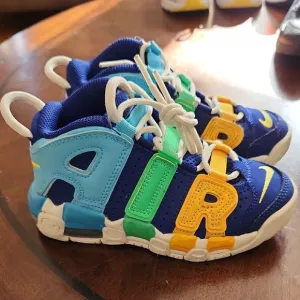 Nike Blue and Green Uptempo Sneakers Retro Design