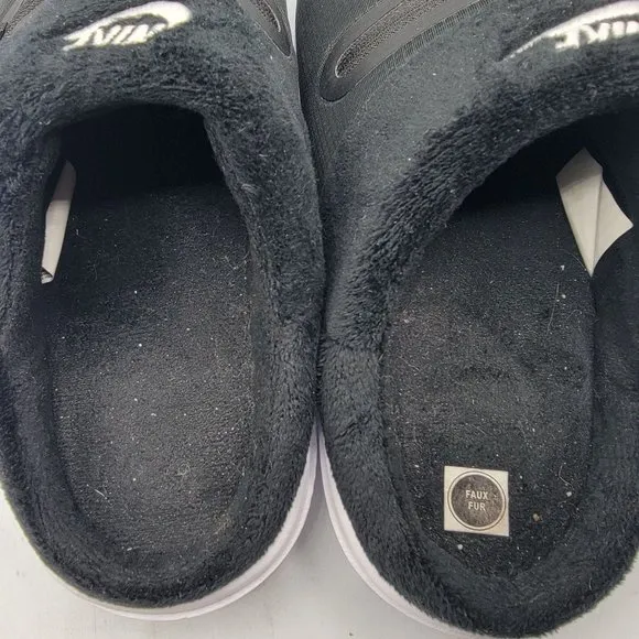 Nike Burrow Womens 9 Slippers Slip On Fleece Black White Shoes DJ3131-001