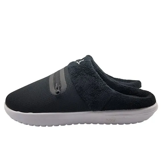 Nike Burrow Womens 9 Slippers Slip On Fleece Black White Shoes DJ3131-001