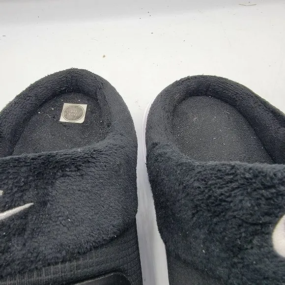 Nike Burrow Womens 9 Slippers Slip On Fleece Black White Shoes DJ3131-001