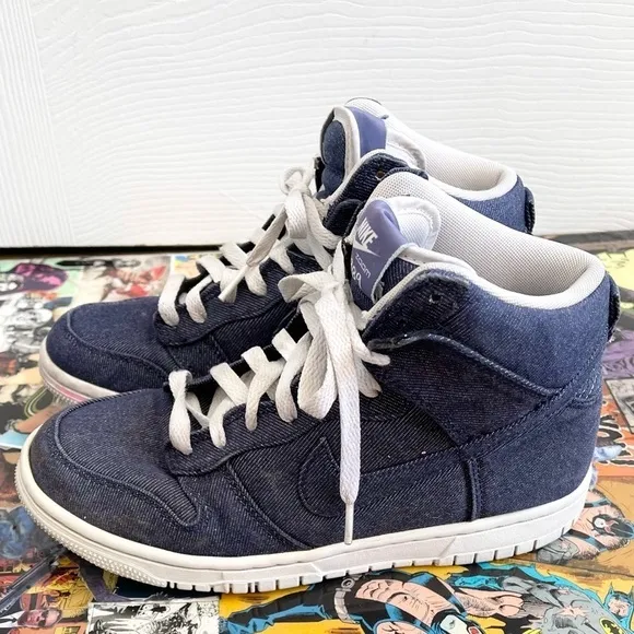 Nike dunk high denim sneakers