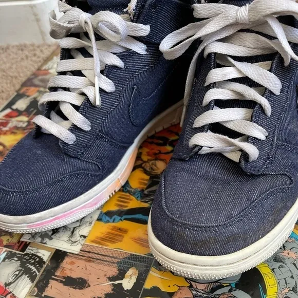 Nike dunk high denim sneakers
