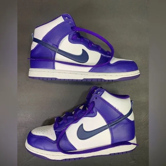 Nike Dunk High Electro Purple White Youth Kids Sneakers Shoe Size 3Y