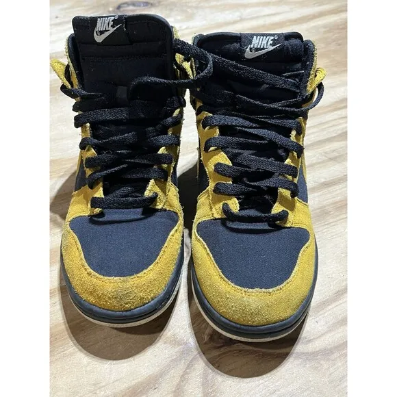 Nike Dunk High Gold Dart Men 8.5 Sneakers Shoes Yellow Black 407920 701