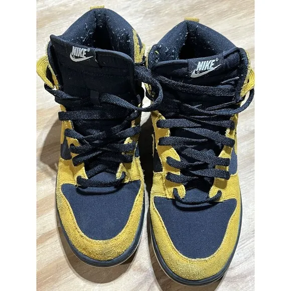 Nike Dunk High Gold Dart Men 8.5 Sneakers Shoes Yellow Black 407920 701