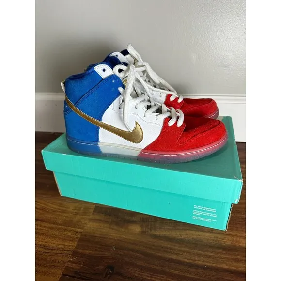 Nike Dunk High Premium SB Sneakers USA Olympic Tricolor Trico 313171-674 Sz 9.5