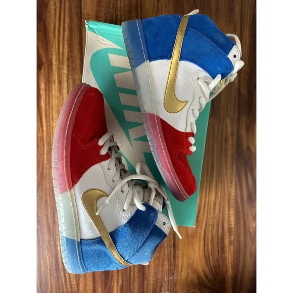 Nike Dunk High Premium SB Sneakers USA Olympic Tricolor Trico 313171-674 Sz 9.5