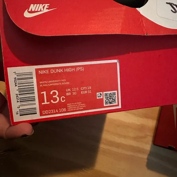NIKE DUNK HIGH (PS)WHITE/UNIVERSITY REDBLANC/UNIVERSITE ROUGE