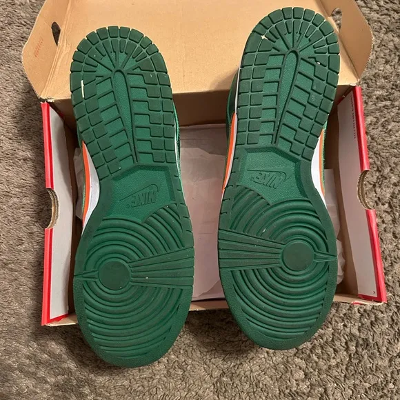Nike Dunk Low Forest Green and Bright Orange Shoes