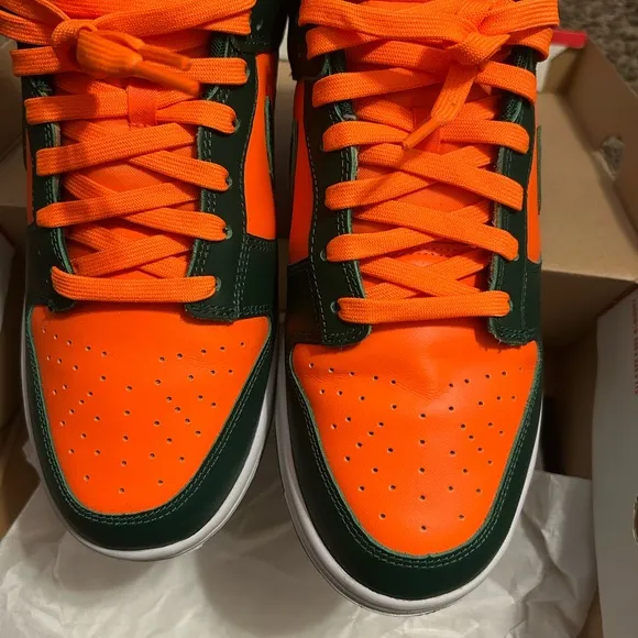 Nike Dunk Low Forest Green and Bright Orange Shoes