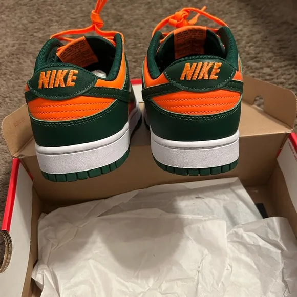 Nike Dunk Low Forest Green and Bright Orange Shoes