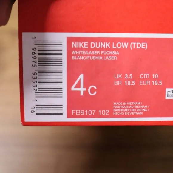 Nike Dunk Low TD 'Laser Fuchsia' FB9107-102 5C 2023