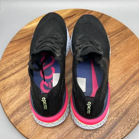 Nike Epic React Flyknit 2 Shoes Mens 13 Black Running Comfort Walking Sneakers