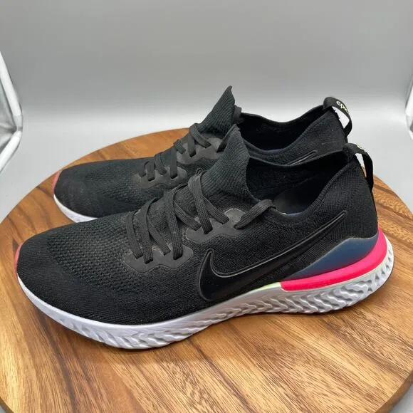Nike Epic React Flyknit 2 Shoes Mens 13 Black Running Comfort Walking Sneakers