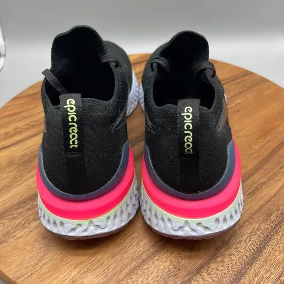 Nike Epic React Flyknit 2 Shoes Mens 13 Black Running Comfort Walking Sneakers