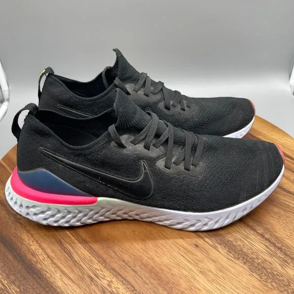 Nike Epic React Flyknit 2 Shoes Mens 13 Black Running Comfort Walking Sneakers