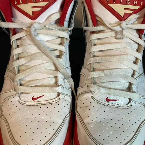 Nike Flight White and Red High-Top Sneakers