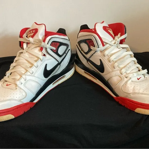 Nike Flight White and Red High-Top Sneakers