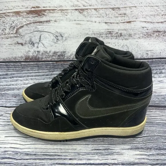 Nike Force Dunk Sky High Hidden Wedge Black Sneakers, Women’s Size 9