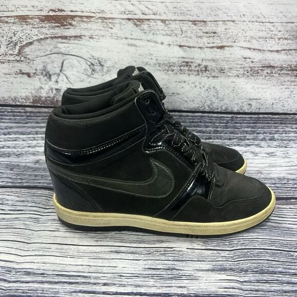 Nike Force Dunk Sky High Hidden Wedge Black Sneakers, Women’s Size 9