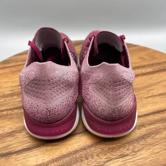 Nike Free RN Flyknit Shoes Womens Size 8 Raspberry Red Running Comfort Walking