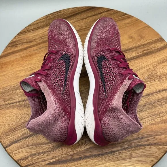 Nike Free RN Flyknit Shoes Womens Size 8 Raspberry Red Running Comfort Walking