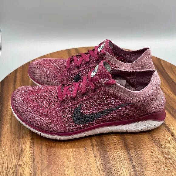Nike Free RN Flyknit Shoes Womens Size 8 Raspberry Red Running Comfort Walking