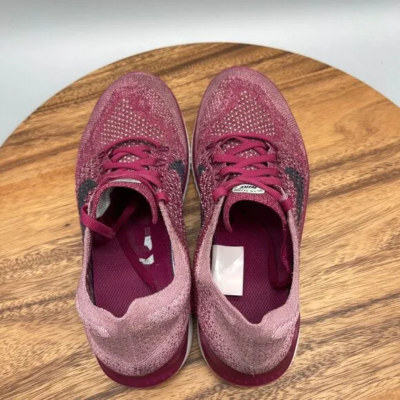 Nike Free RN Flyknit Shoes Womens Size 8 Raspberry Red Running Comfort Walking