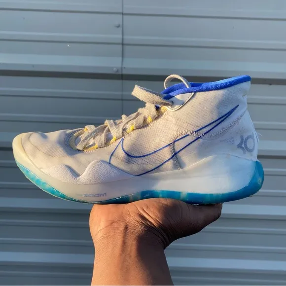 Nike KD Blue and White High-Top Sneakers