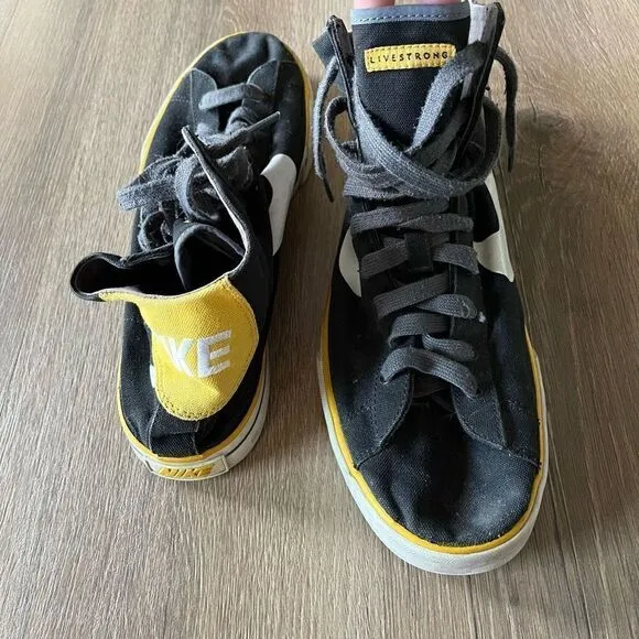 Nike LiveStrong Sweet High Classics Sneakers Black and Yellow - size 12.5