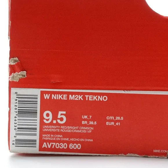 Nike M2K TEKNO Womens Sneakers Size 9.5 University Red White AV7030 600 Mens 8