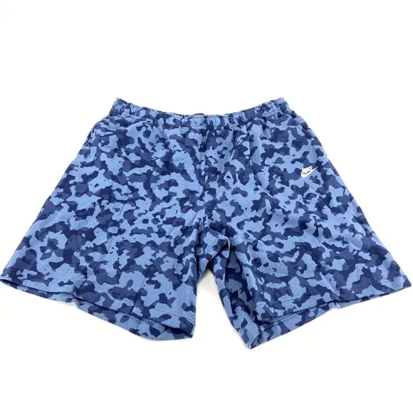 Nike Men French Terry Club Fleece Blue Camo Shorts