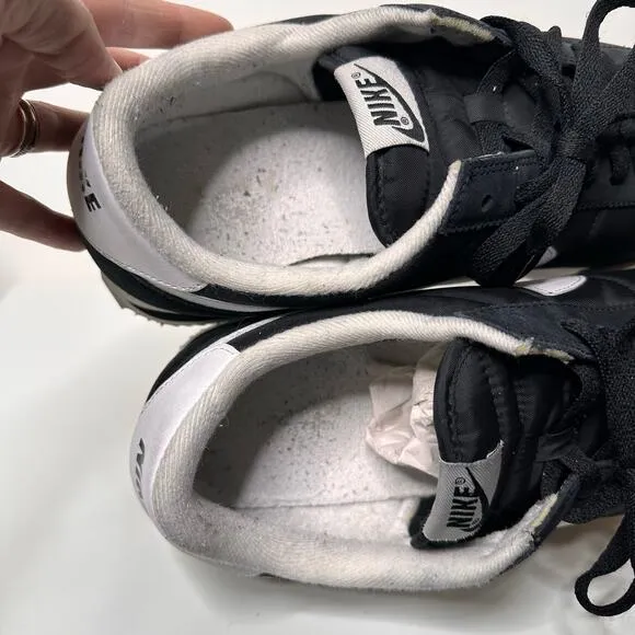 Nike Mens Cortez Sneakers Running Shoes Black White 317249-012 Nylon 06' Size 12