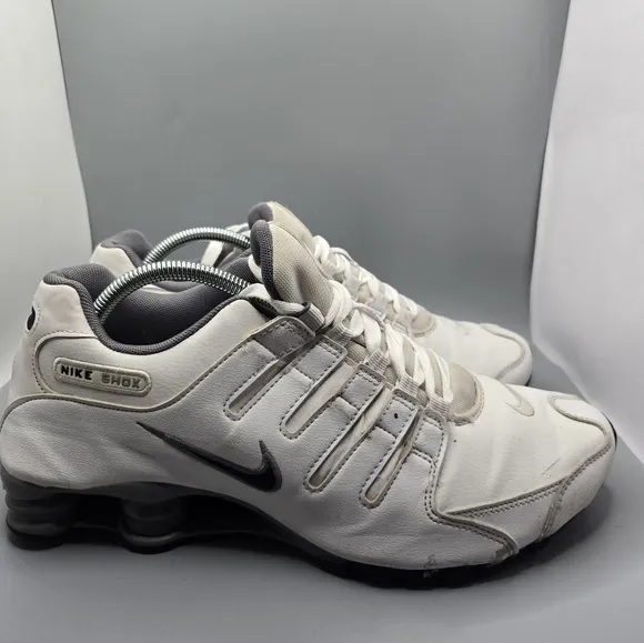 Nike Men's Shox NZ Leather White Cool Grey Running Shoes 378341-102 Size 10