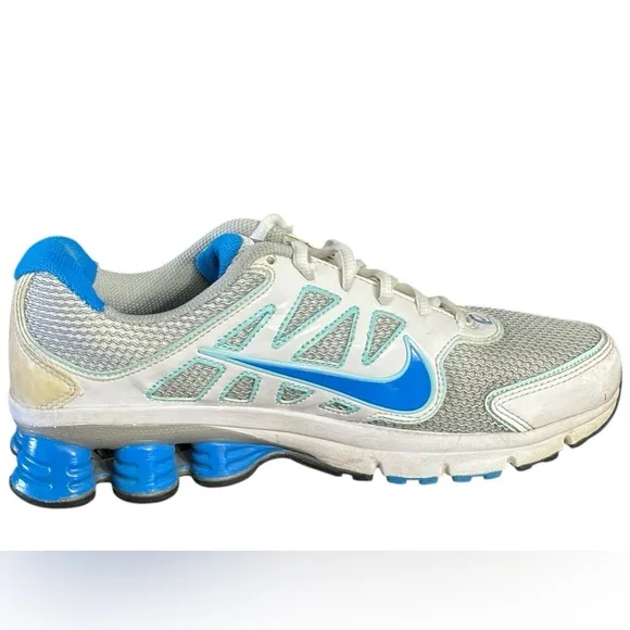 Nike Shox Shoes Size 8/39 White Blue 442115-044 (2011) Running Athletic Walking