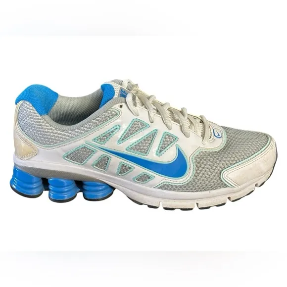 Nike Shox Shoes Size 8/39 White Blue 442115-044 (2011) Running Athletic Walking