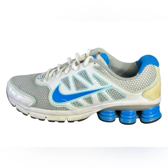 Nike Shox Shoes Size 8/39 White Blue 442115-044 (2011) Running Athletic Walking
