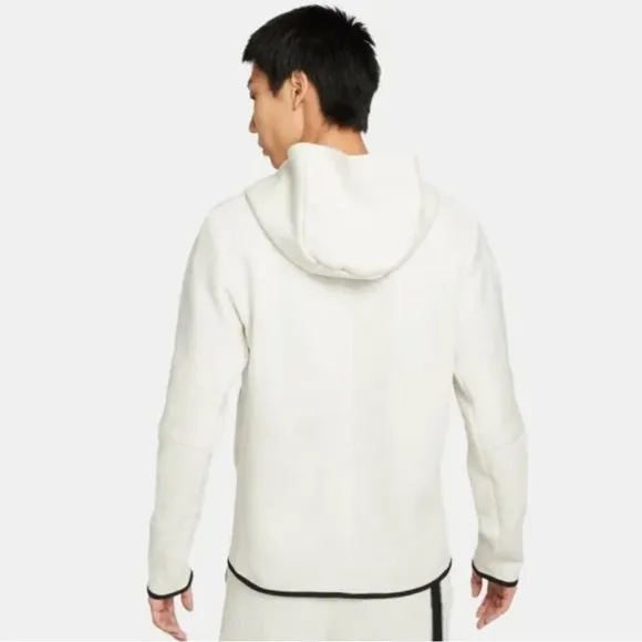 Nike Tech Men Fleece Full-zip Hoodie White Heather DD4688-100