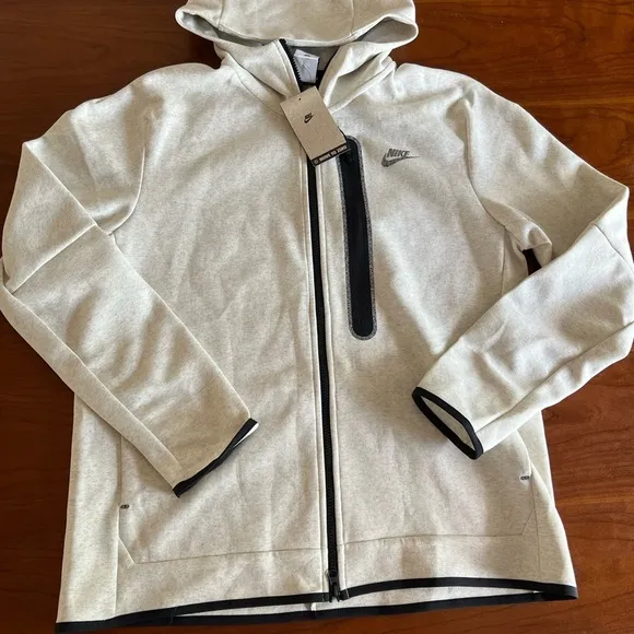 Nike Tech Men Fleece Full-zip Hoodie White Heather DD4688-100