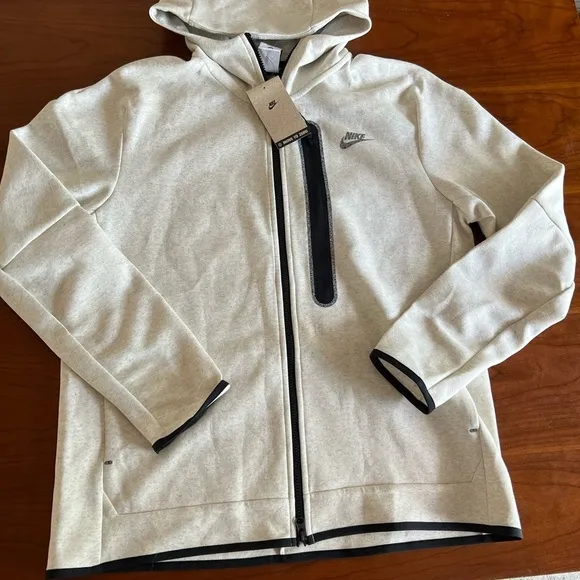 Nike Tech Men Fleece Full-zip Hoodie White Heather DD4688-100